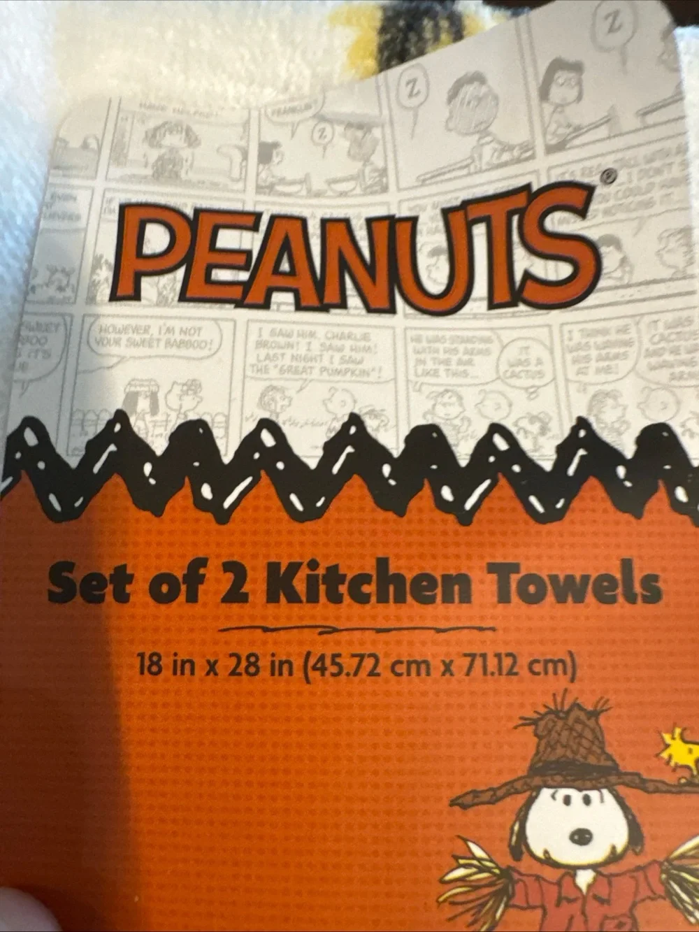 Peanuts Snoopy & Woodstock Fall Towel in White, Orange, Green, Red